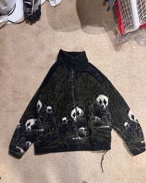 Vintage Mazmania Panda Bear All Over Print Fleece Zip Up Jacket